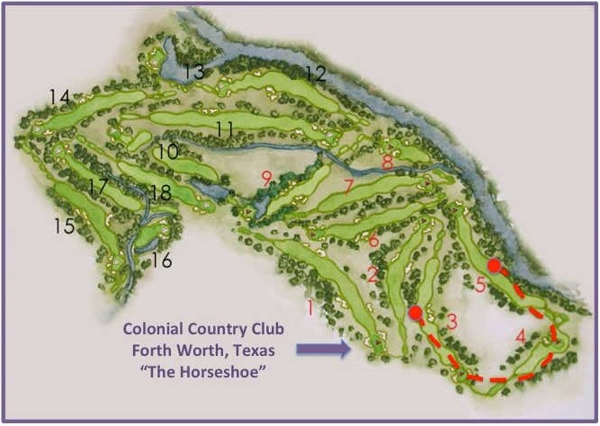 The Horrible Horseshoe &mdash; holes 3, 4, and 5 at Colonial Country Club