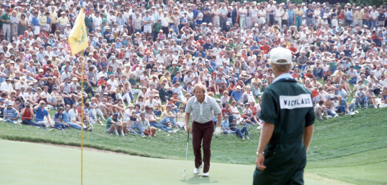 Jack Nicklaus standing at the 18th green