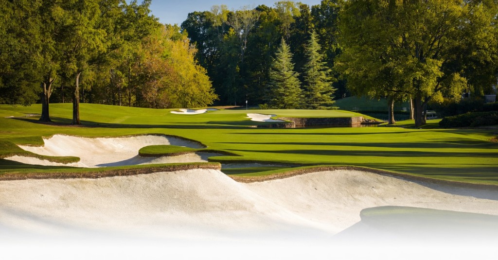 Quail Hollow Club bunkers and fairway in the Carolina Piedmont