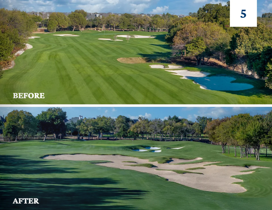 TPC Craig Ranch Hole 5 — before and after renovation